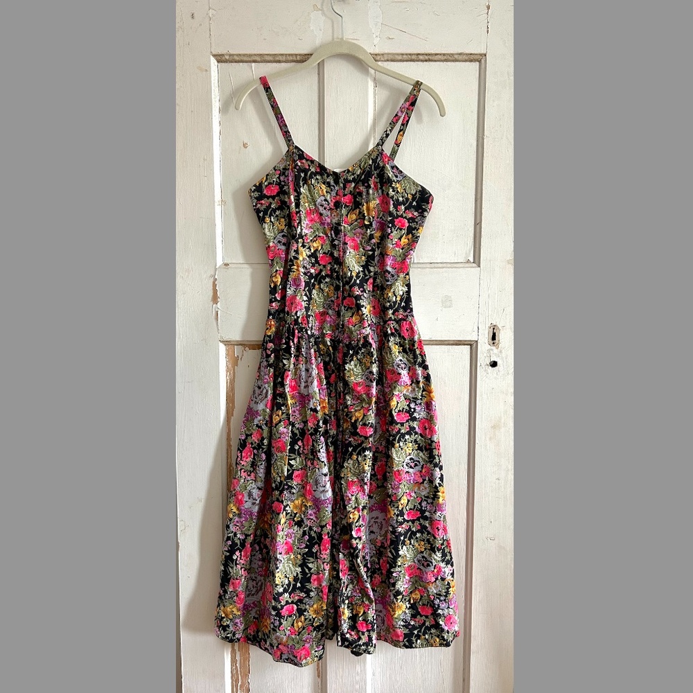 Vintage 80s Floral Cotton Summer Dress